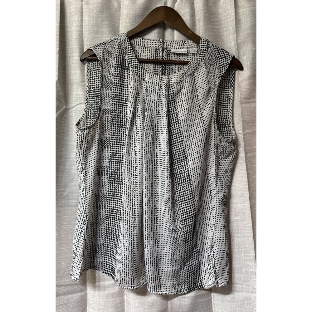Liz Claiborne Career Woman Plaid Blouse Geometric Office Preppy Tank Top Size XL